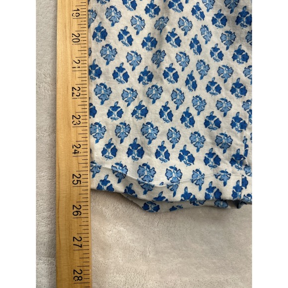 J.Crew Pants Womens 10 Blue Floral Linen Cotton Pull On Crop Coastal Beach - Picture 8 of 9